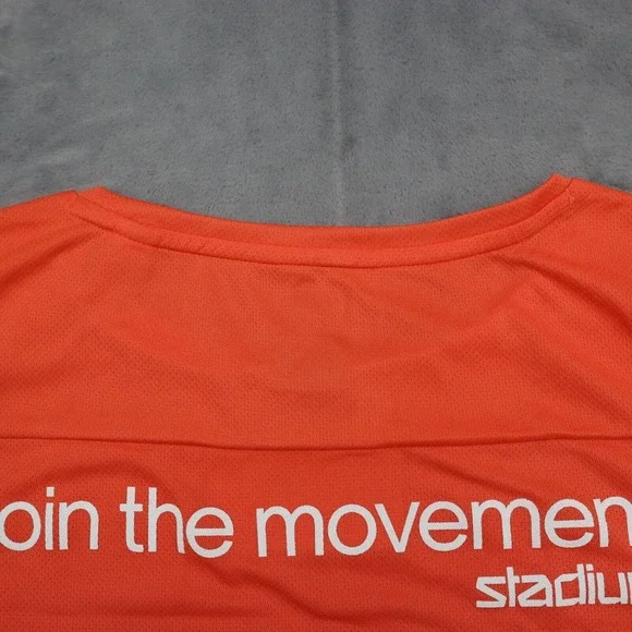 Adidas Shirt Womens M Orange Short Sleeve Crew Neck Logo Pullover Running Top - Picture 15 of 16